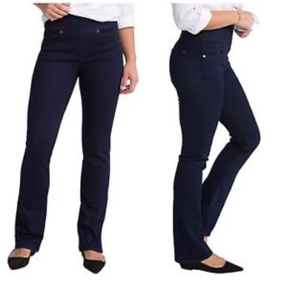 Spanx Signature Waist Slim Bootcut Jeans Dark Indigo Blue Midnight Rinse Size 31 - Picture 8 of 8